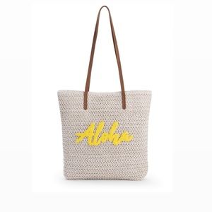 Time & Tru “Aloha” Packable Straw Tote